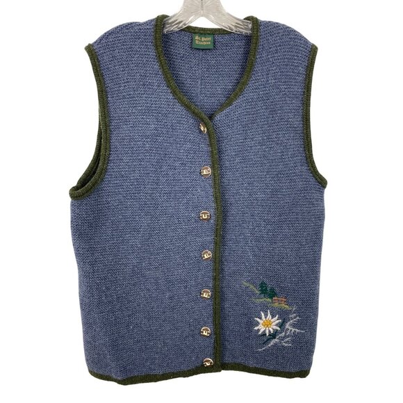 St. Peter Trachten Sweaters - Vintage St. Peter Trachten Women’s Wool Sweater Vest Size 42 Large Embroidered